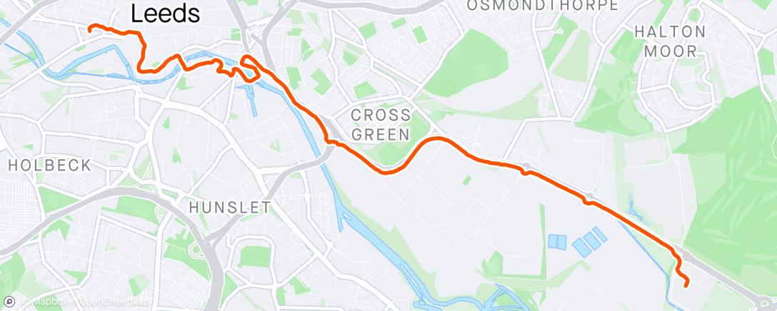 Map of the activity, Leeds to Temple Green commute