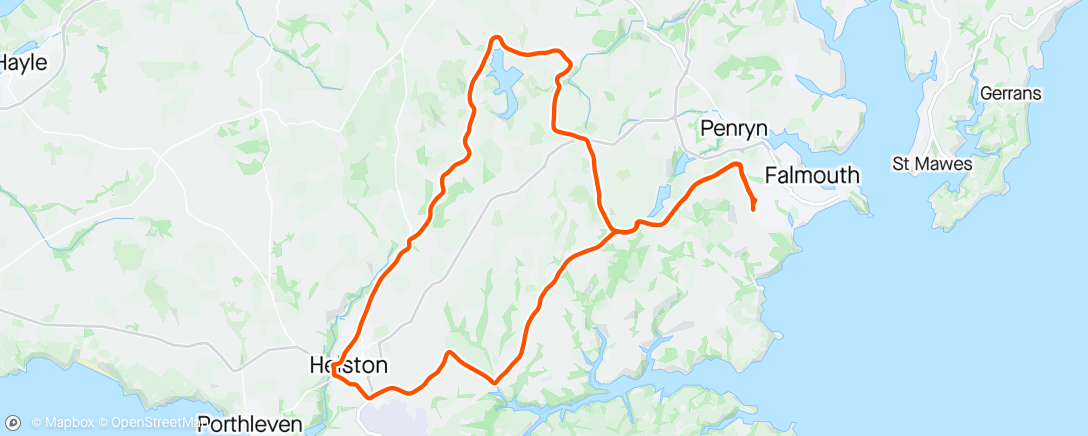 Map of the activity, short ride to Helston