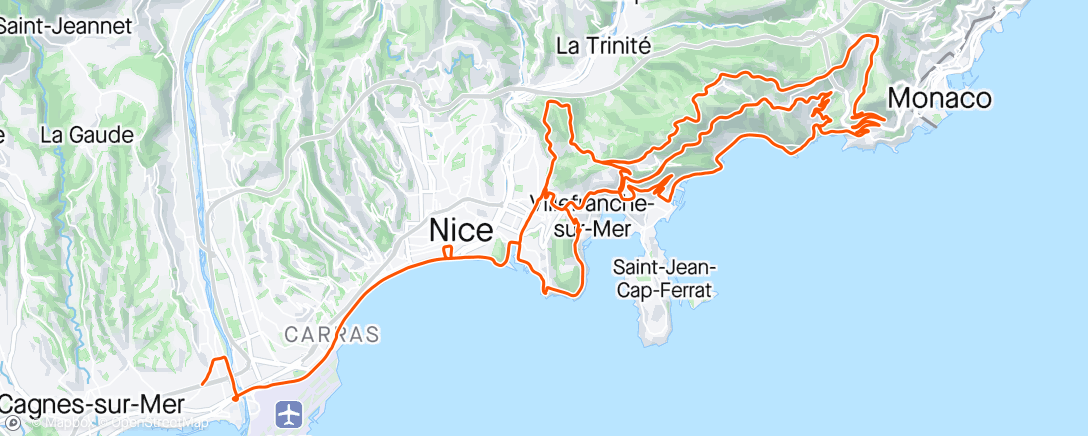 Map of the activity, Col d’Eze x2 tests 20min 🥵