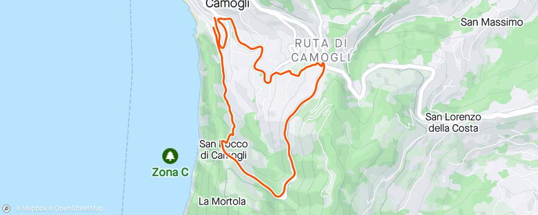 Map of the activity, Camogli - Ruta - S.Rocco