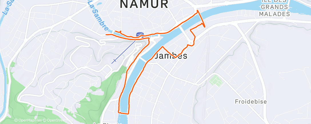 Карта физической активности (Course à pied dans l'après-midi)