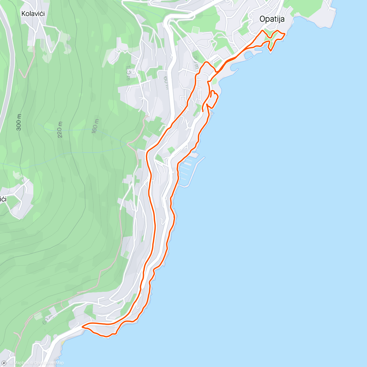 Map of the activity, Walk in Opatija