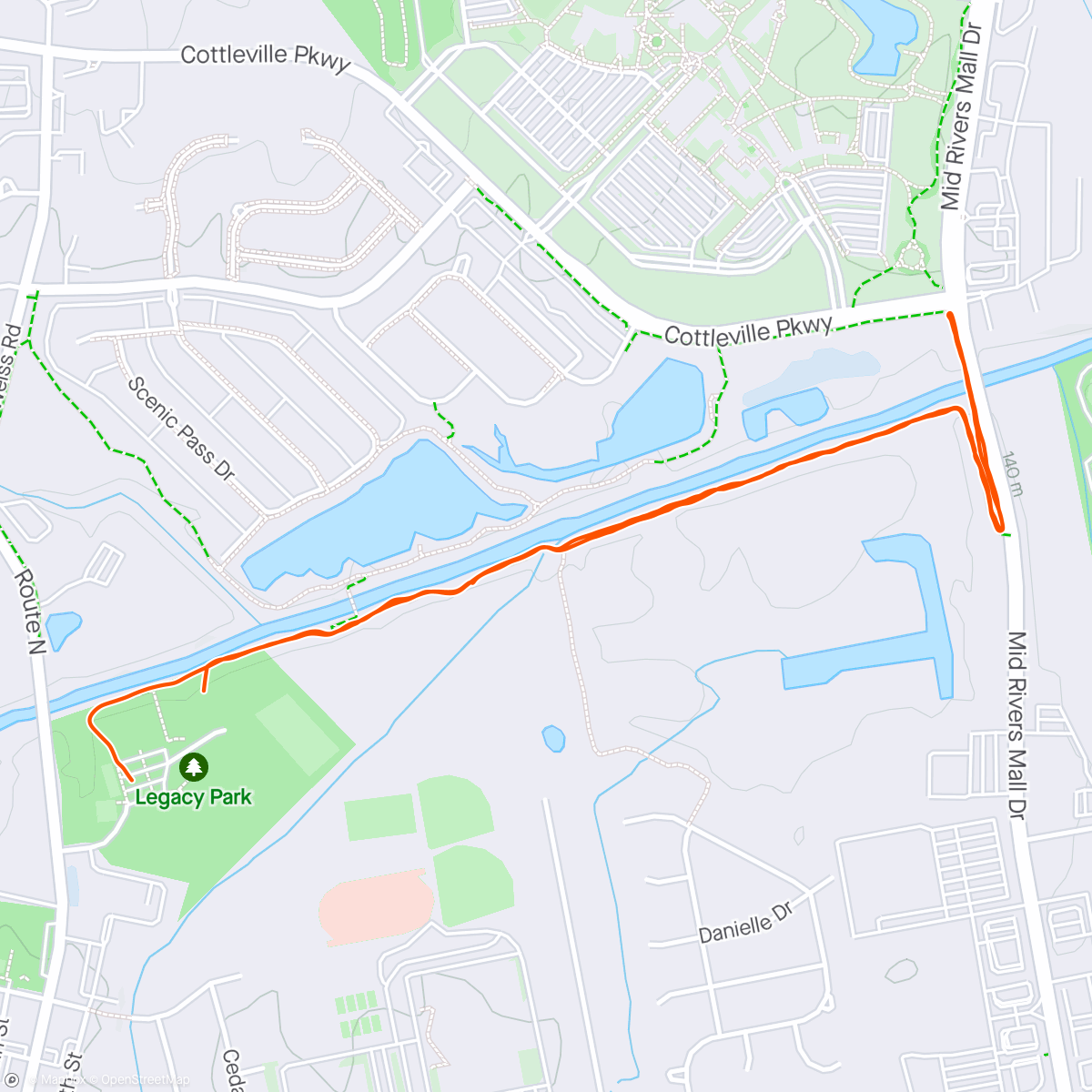 Map of the activity, Afternoon jog with Truman