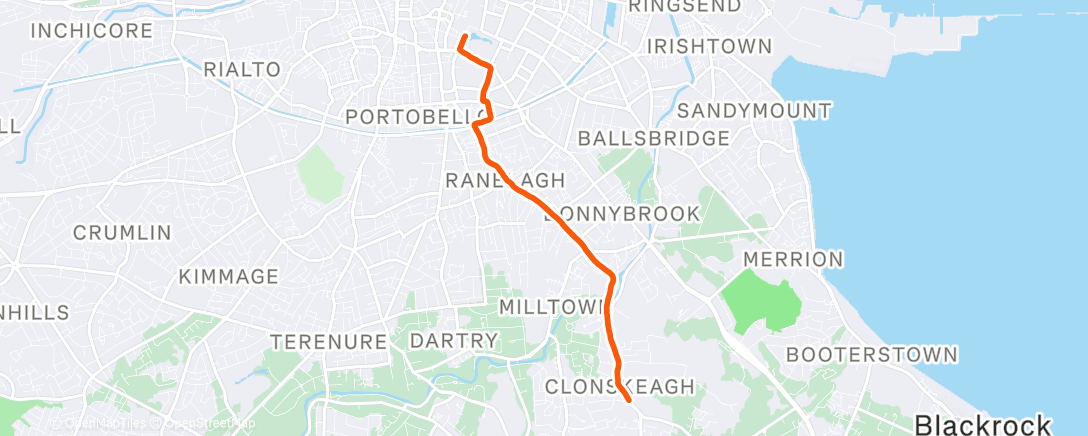 Map of the activity, Wednesday Evening Run