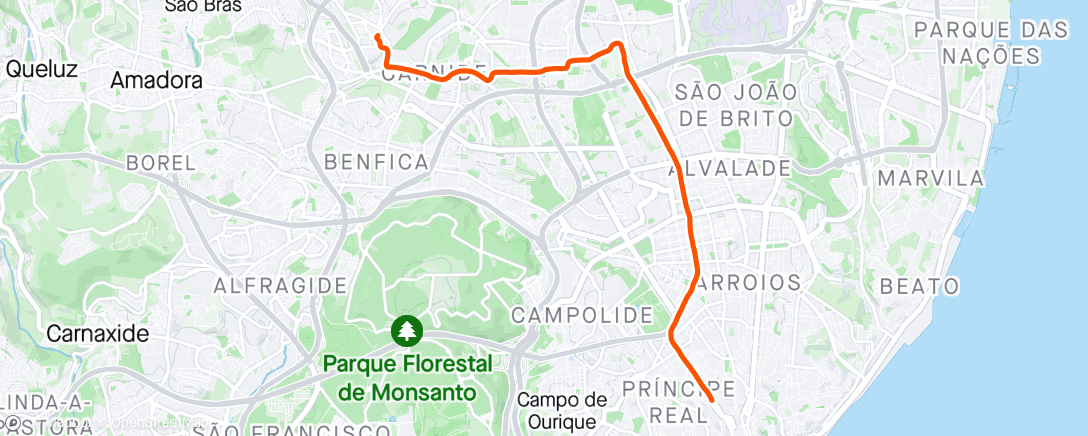 Map of the activity, Corrida 25 Abril