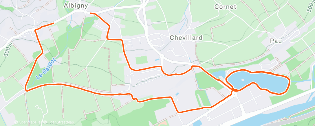 Map of the activity, Afternoon Run