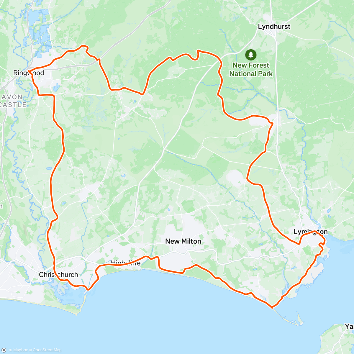 Map of the activity, West New Forest circuit