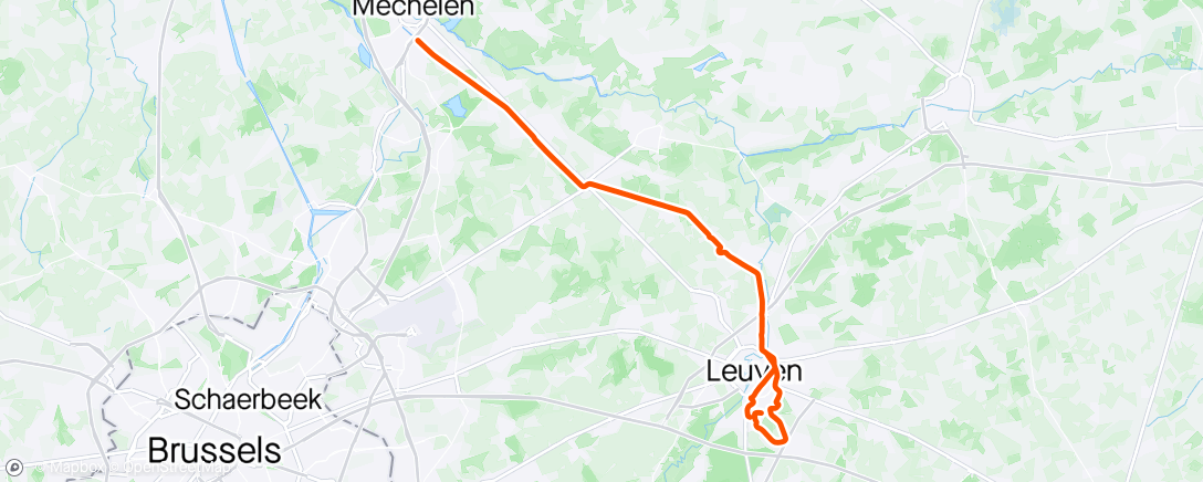 Map of the activity, 60k easy over Mechelen