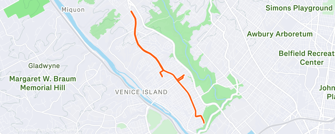 Map of the activity, Afternoon Run