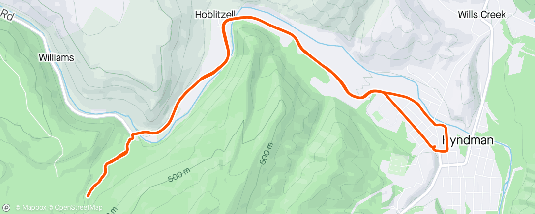 Map of the activity, Mountain road spin before dark