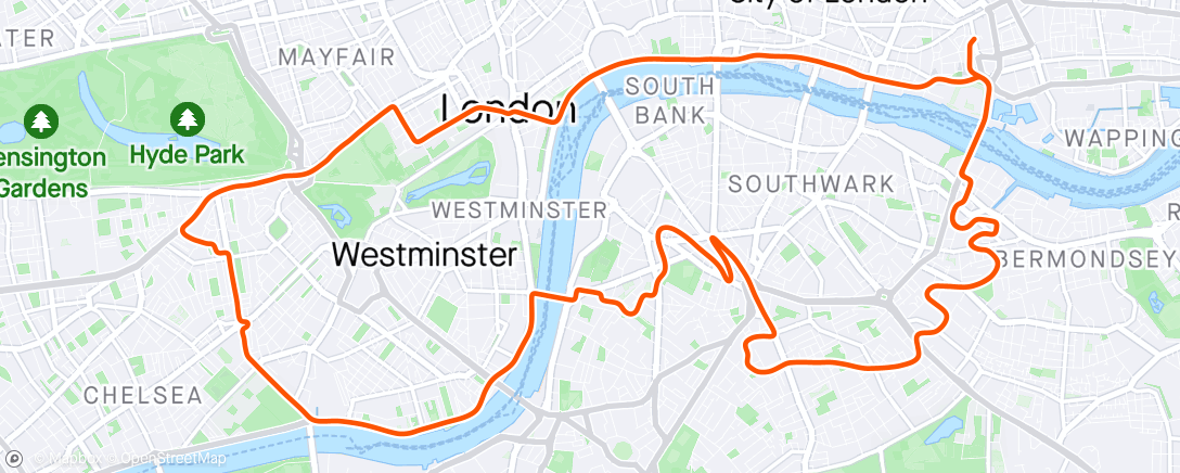 Map of the activity, Zwift - Group Ride: EZR Easy Riding with EZ (D) on Greater London Loop Reverse in London