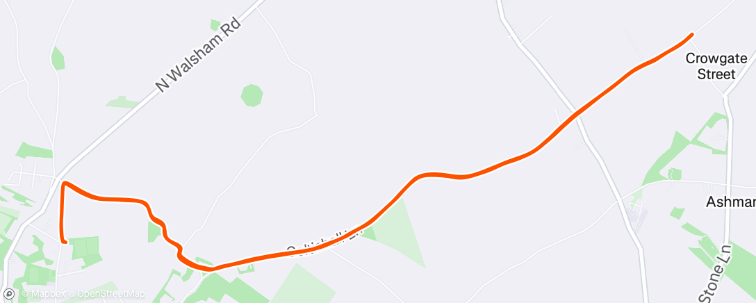 Map of the activity, Jags out and back