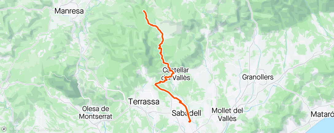 Mapa da atividade, Sant Llorenç, Km.28, ida y vuelta por Matadepera