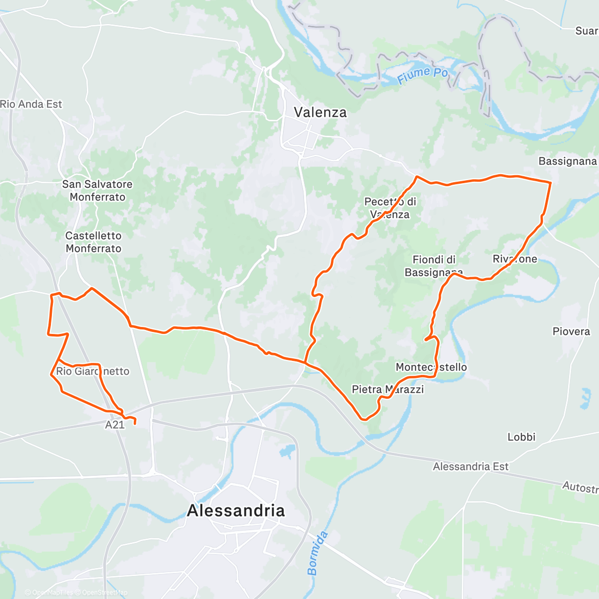 Map of the activity, Lunch Ride