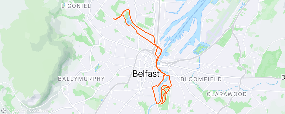 Map of the activity, SLR: Jaunt Around Belfast