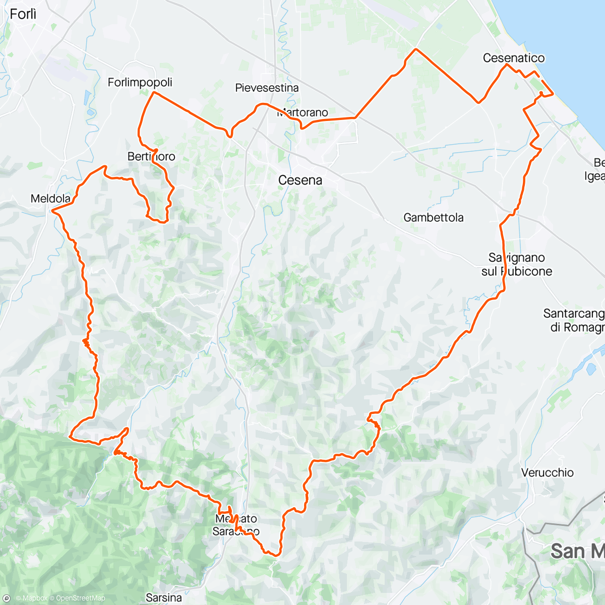 Karte der Aktivität „Novanta colli”