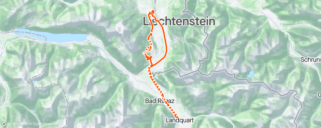 Map of the activity, Failed attempt to climb above 1000m