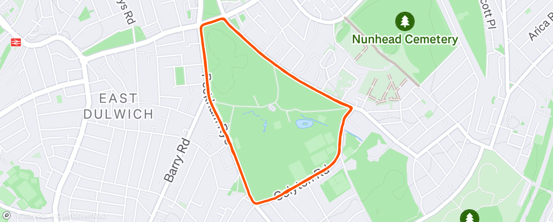 Map of the activity, Tuesday Evening Run