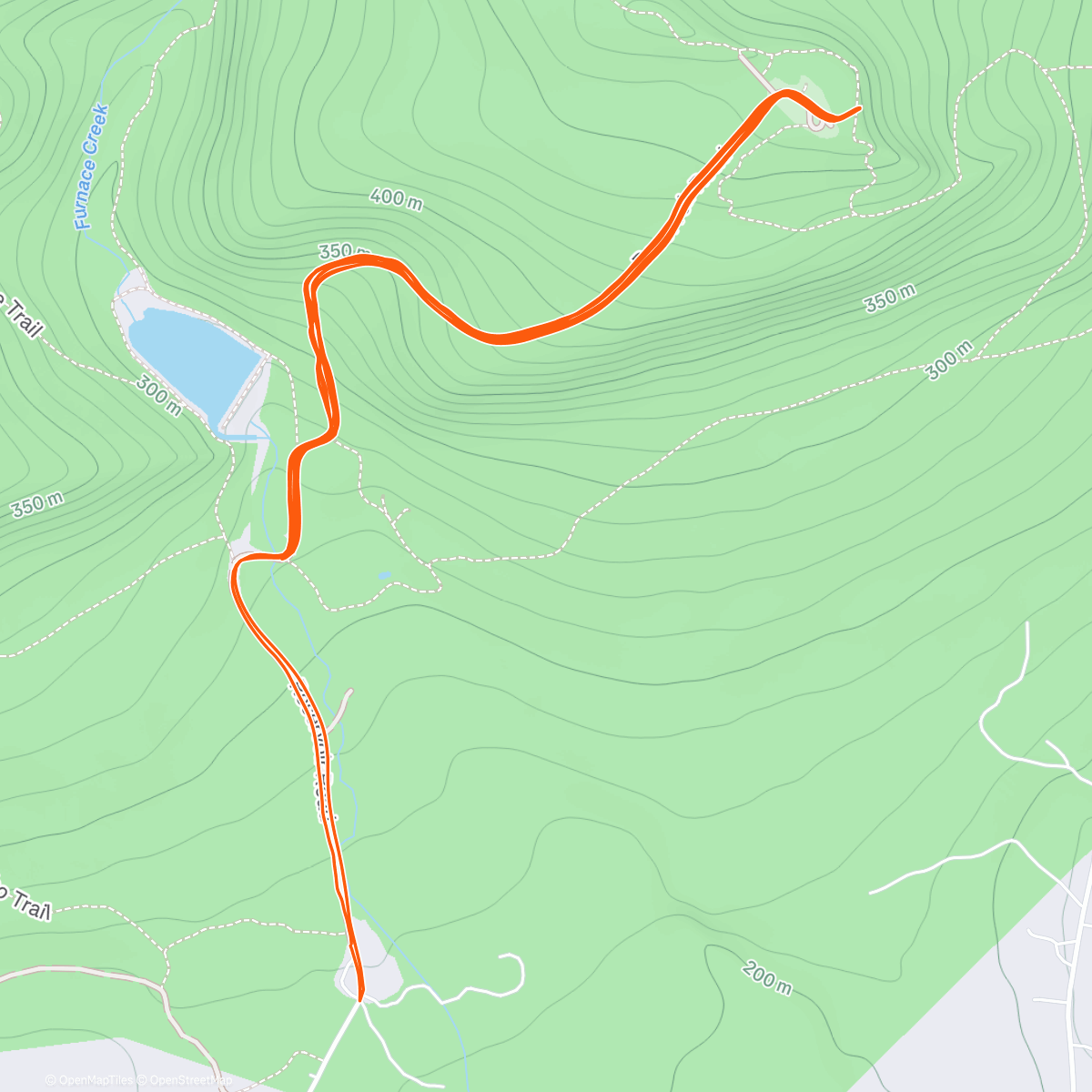 Map of the activity, Friday morning hike/run