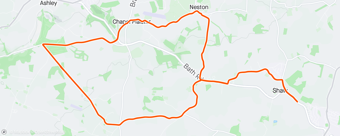 Map of the activity, Road laps on XC bike