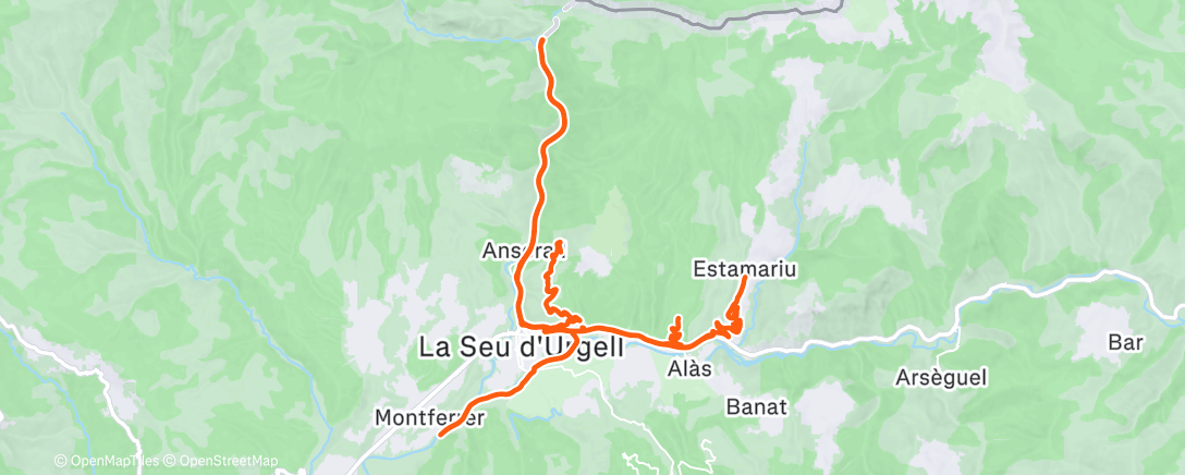 Map of the activity, Bicicleta por la tarde