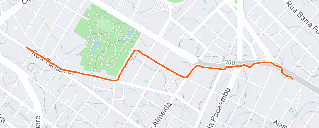 Map of the activity, Pedalada ao entardecer