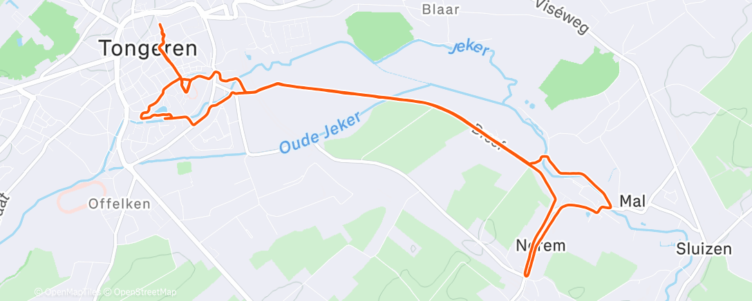 Map of the activity, 3x 1200 + 3x 200 met de juniors