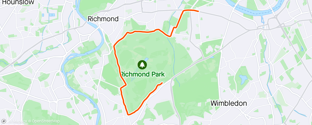 Carte de l'activité Run to Richmond Park and home