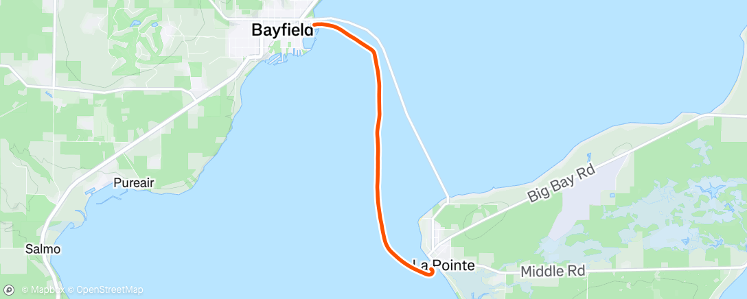 Map of the activity, Madeline island ferry to mainland