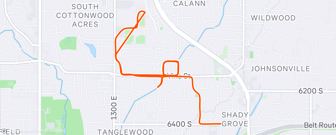 Map of the activity, Afternoon Run