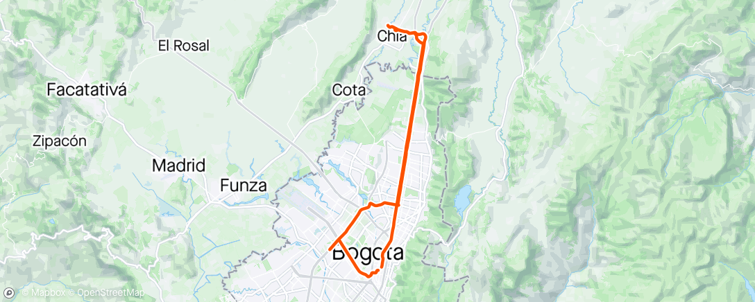 Map of the activity, 020. 72,08 Kms - Bta - Chia y regreso