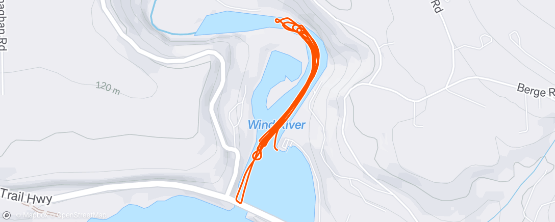 Map of the activity, Wind River Canoe Club - Intervals
