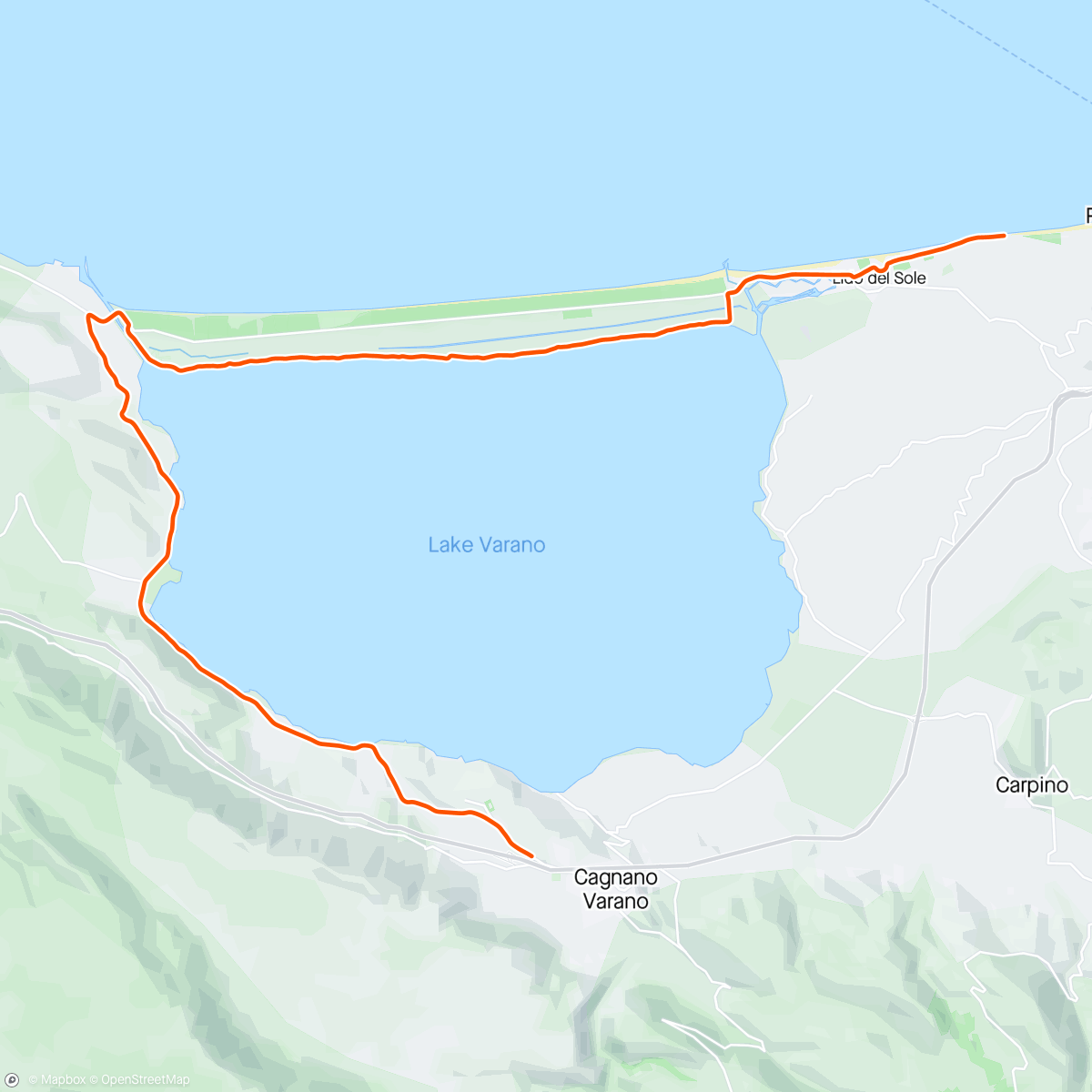 Map of the activity, ROUVY - Group Ride: Varano lake | Italy