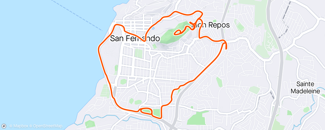 Map of the activity, Mile 7 up and down San Fernando Hill