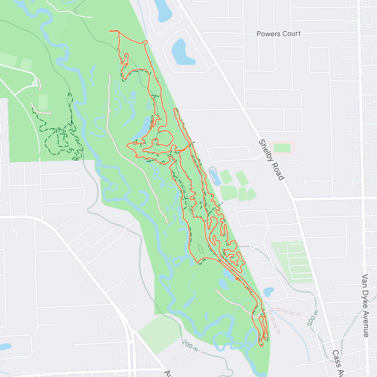 Map of the activity, Near epic winter time conditions at Riverbends