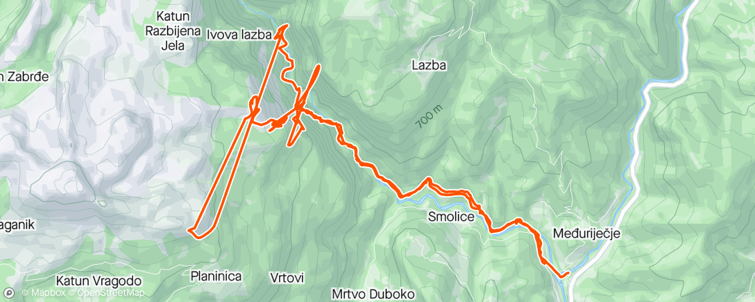 Mapa de la actividad, Hike - Montenegro 26km around Medjurecje