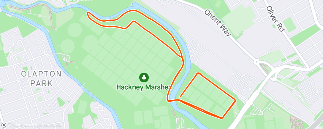 Mapa de la actividad (Hackney Marshes parkrun)
