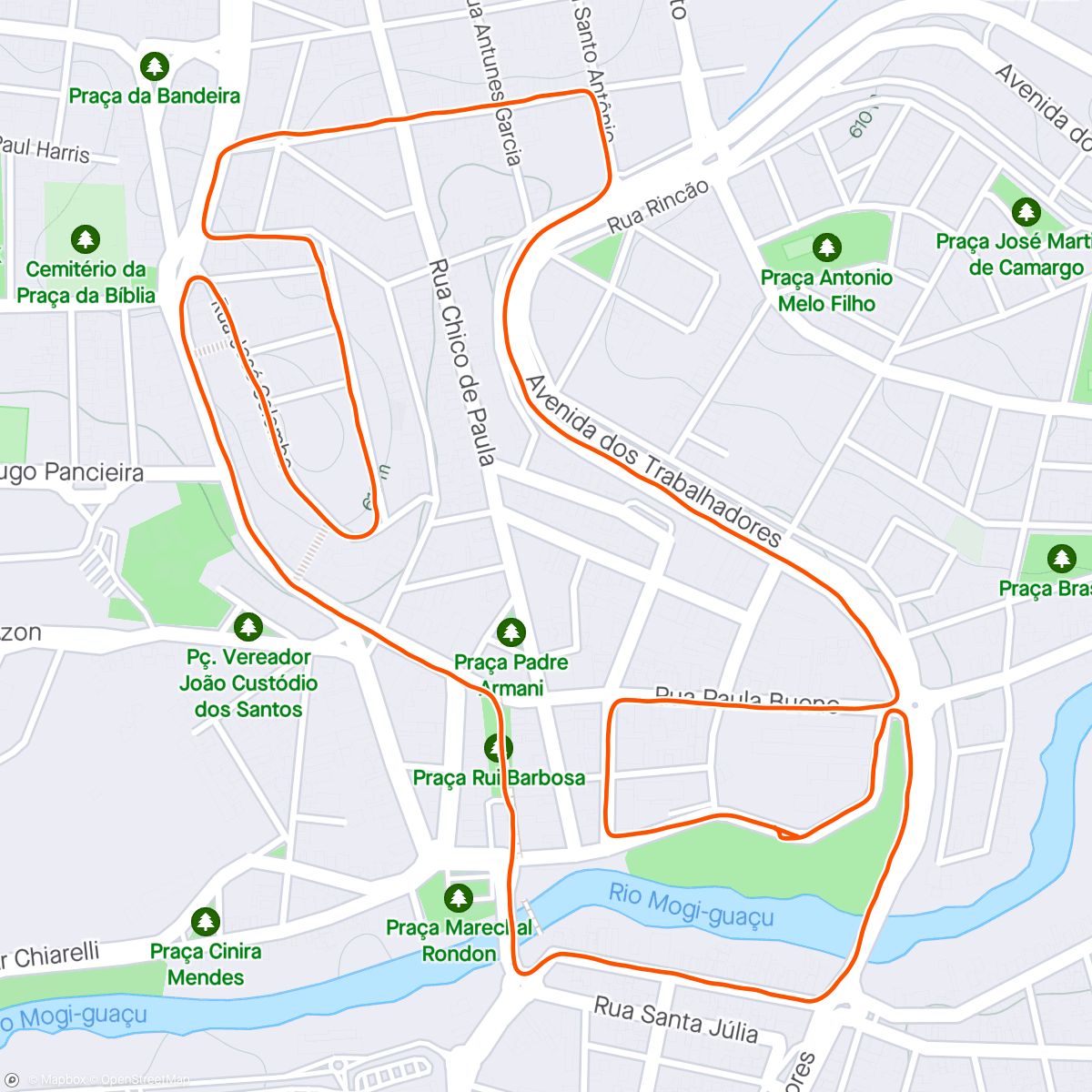 Map of the activity, Good Run Mogi Guaçu