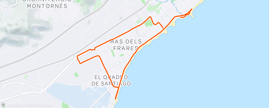 Map of the activity, 3x 1000 m