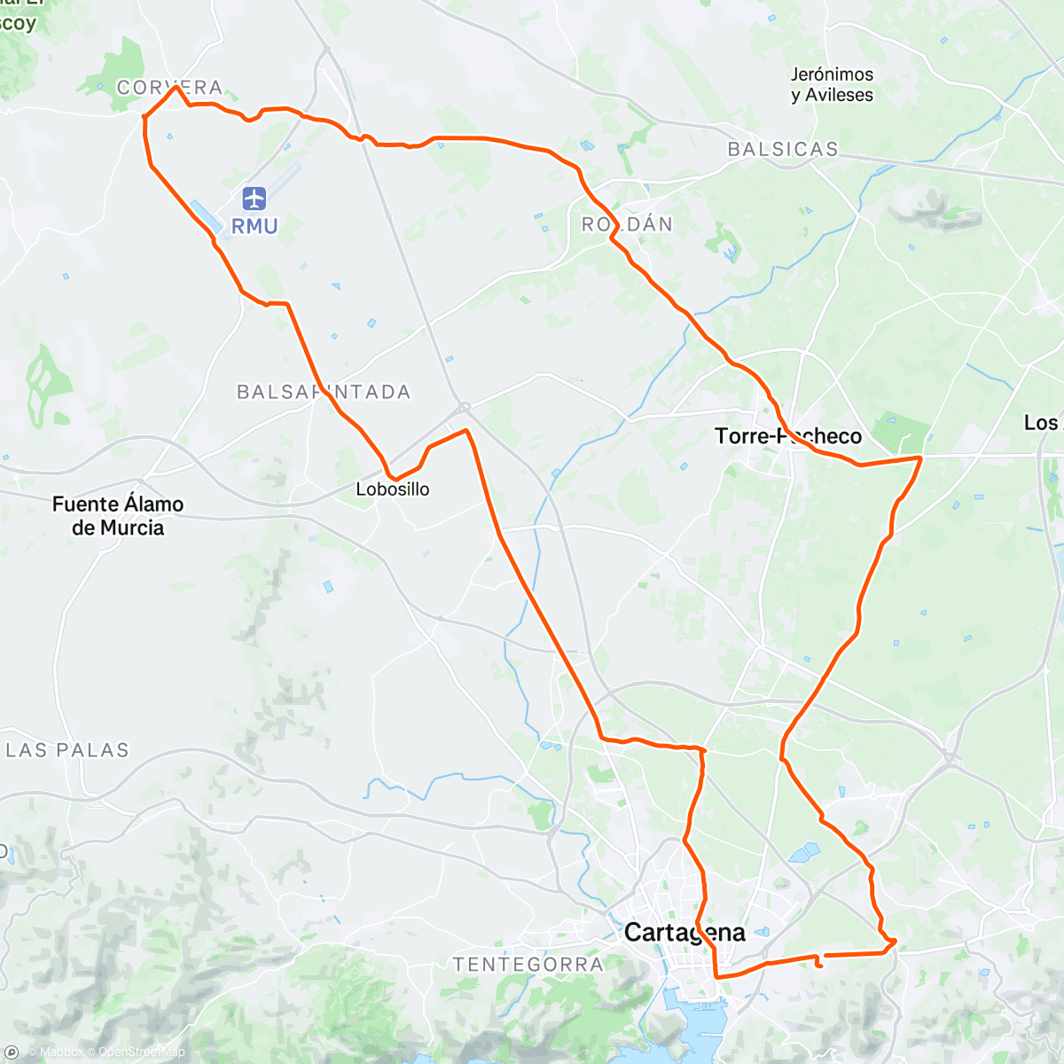 Map of the activity, Bicicleta por la mañana