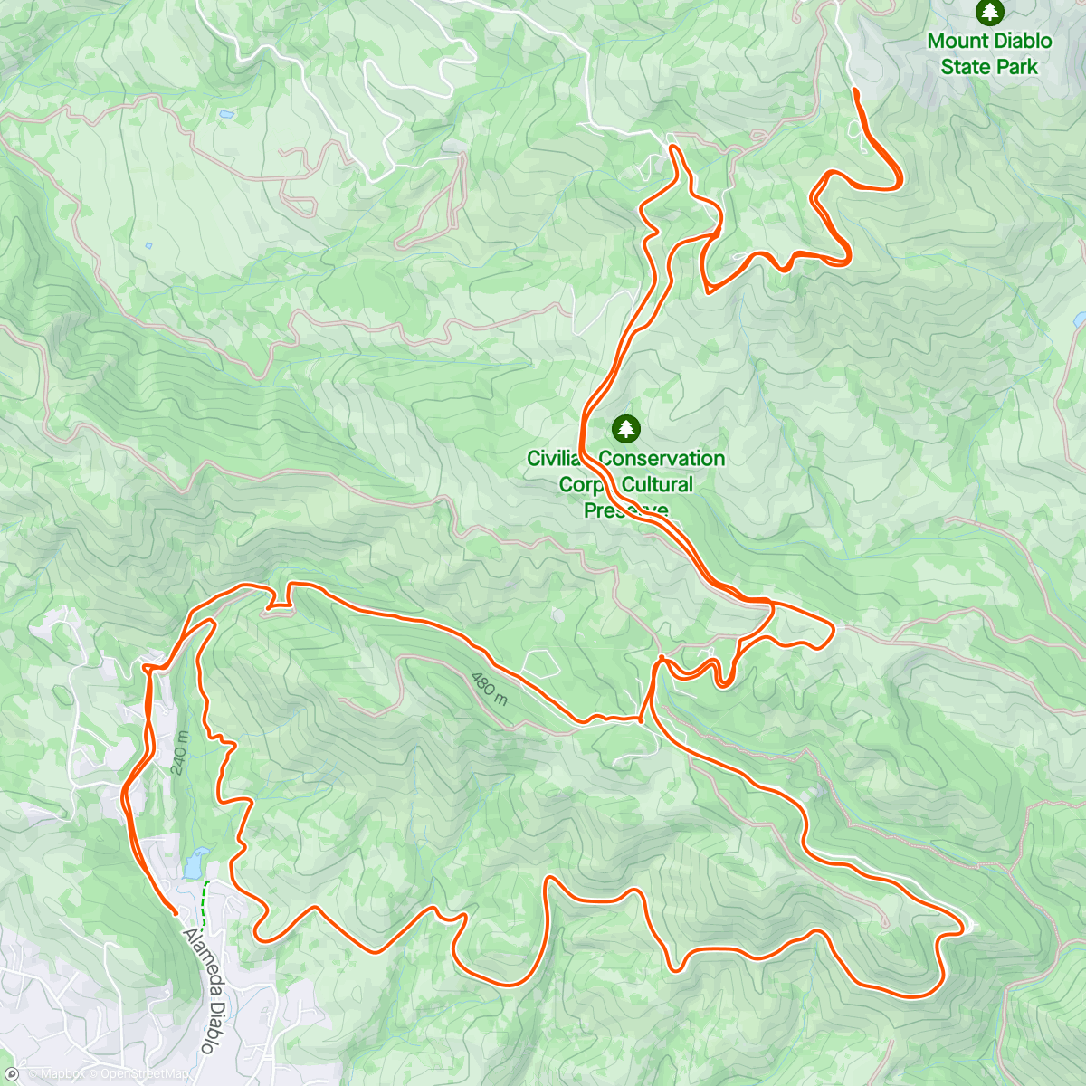 Map of the activity, Mount Diablo