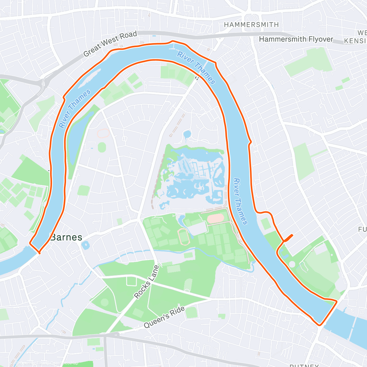 Карта физической активности (Morning Run around river Thames)