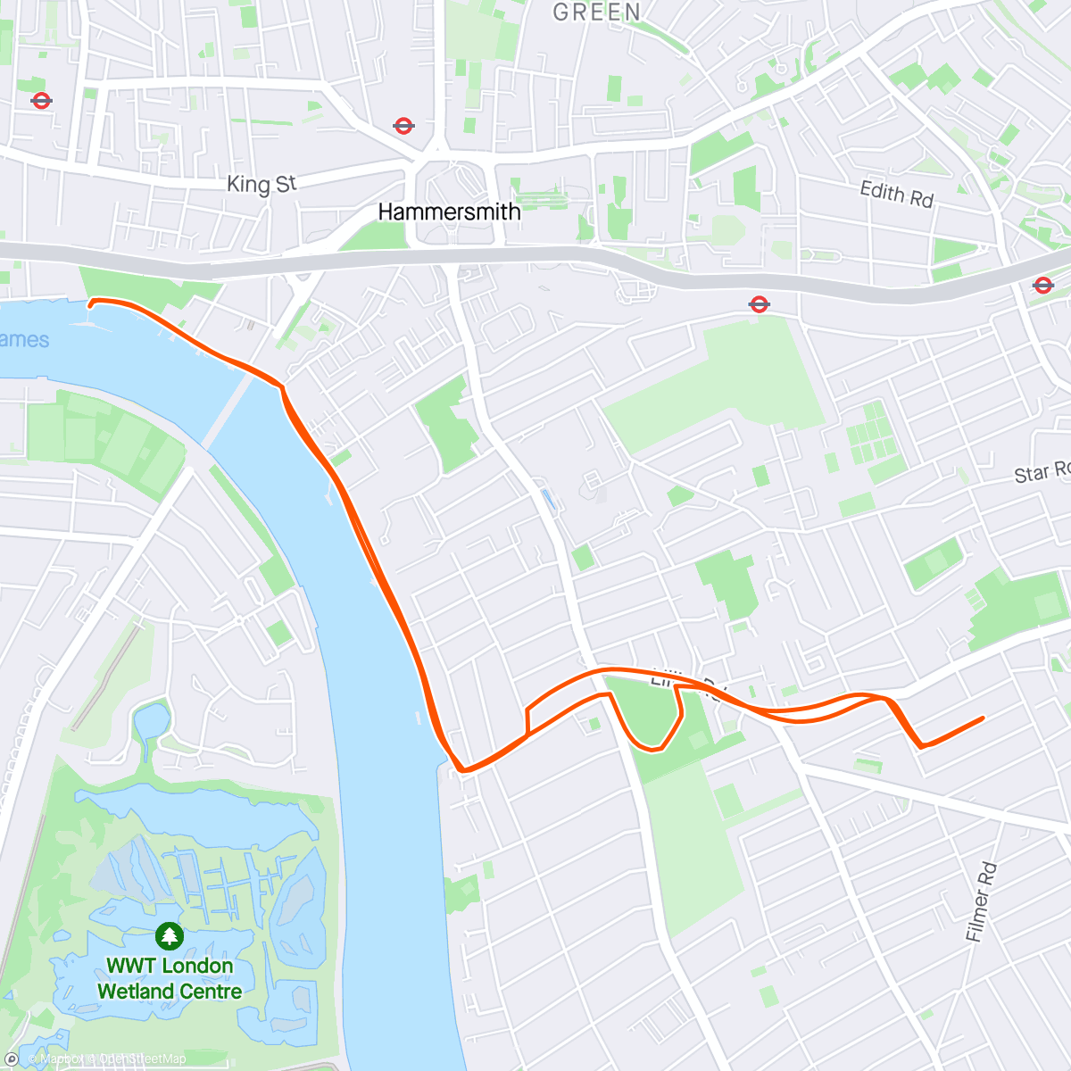 Mapa de la actividad, Evening Run with abbey