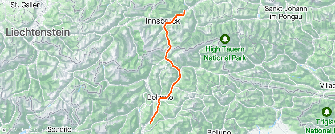 Map of the activity, Tour of the Alps #2