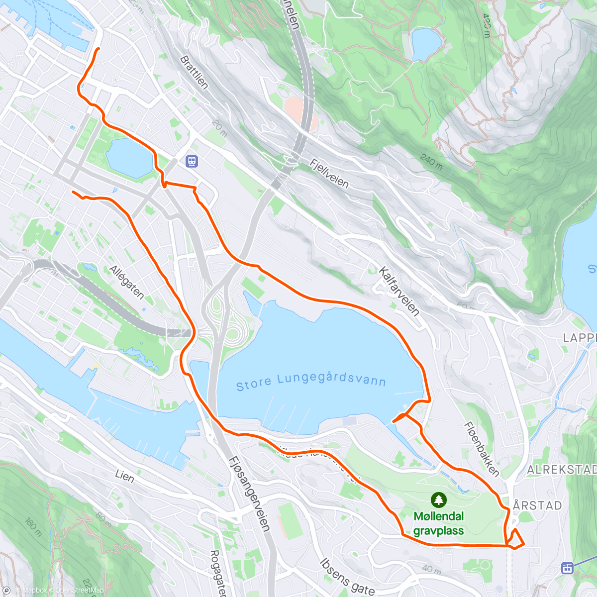 Map of the activity, Afternoon Walk Bergen