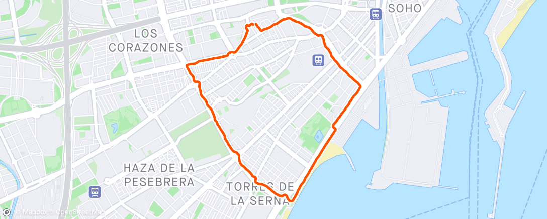 Map of the activity, ☁️ Málaga, Andalucía Night Run