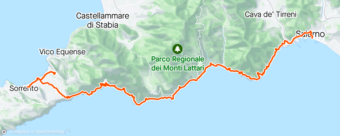 Map of the activity, Amalfi Coast (Sorrento to Salerno)
