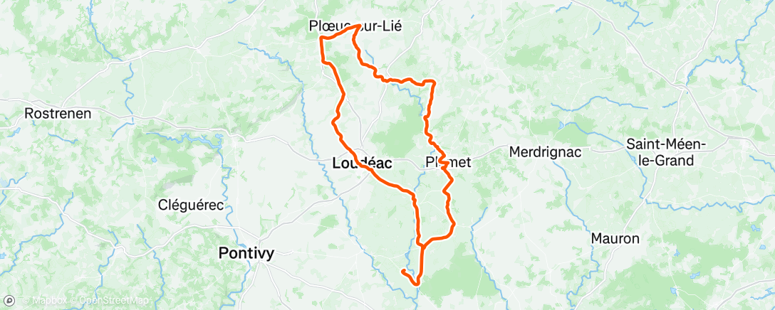 Carte de l'activité Sortie vélo le midi