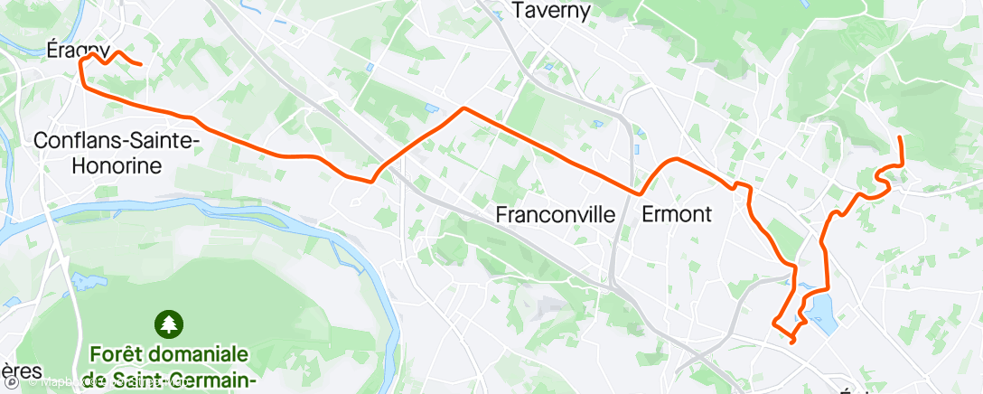 Map of the activity, Retour vélo taf du jeudi