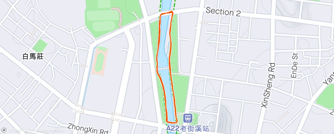 Mapa da atividade, 傍晚跑步